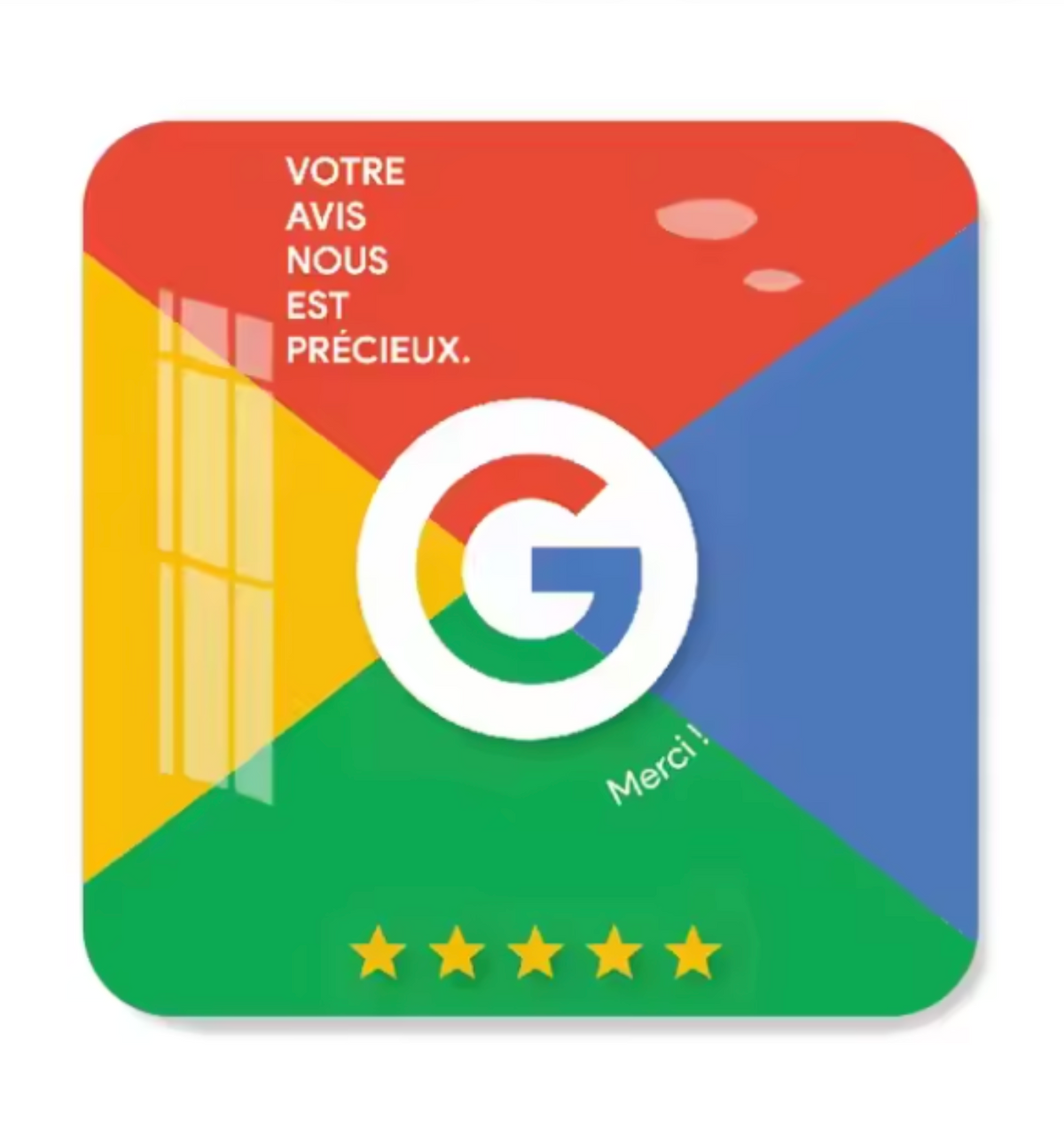 Avis Google – Carte modèle carré 4 couleurs