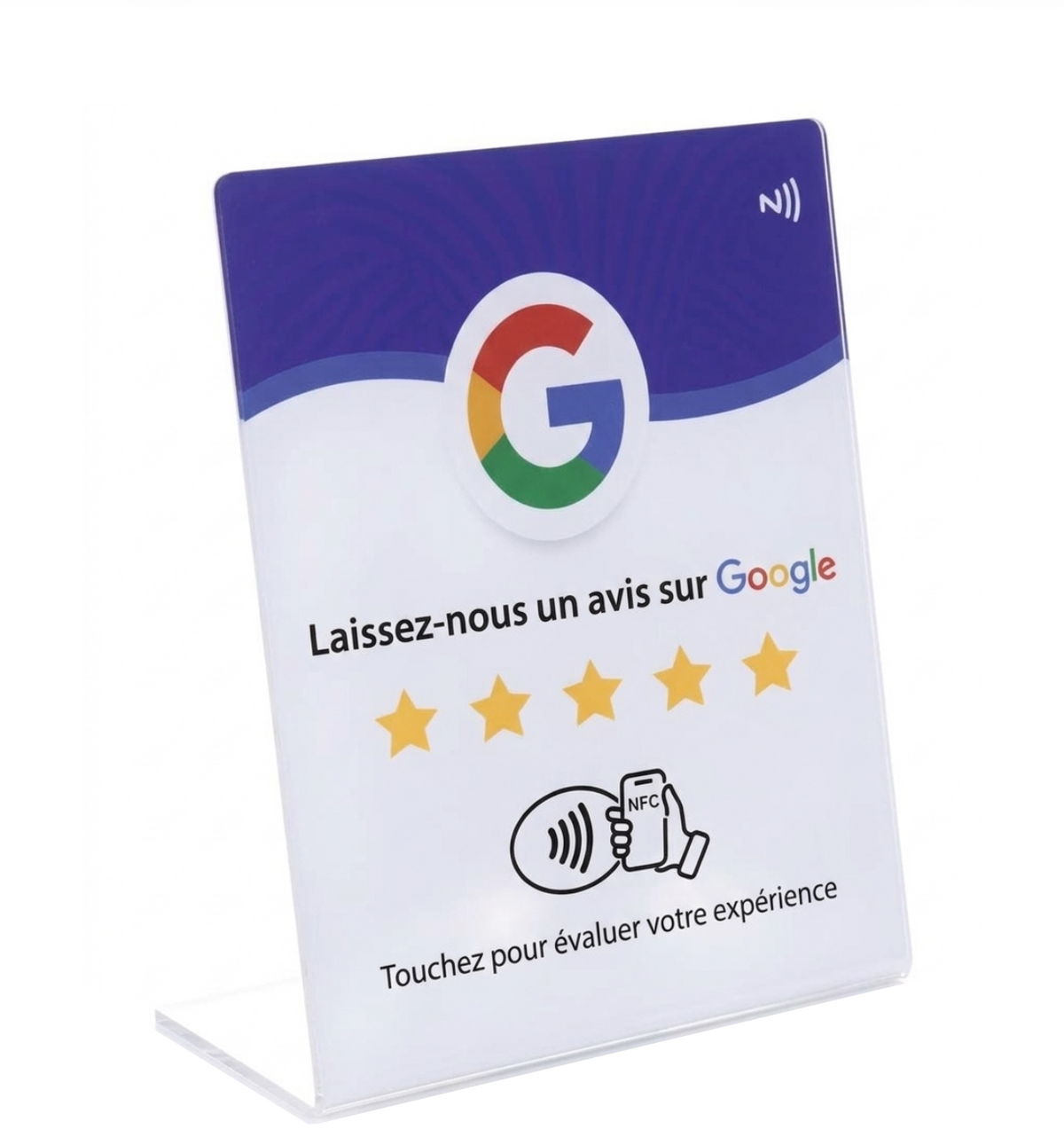 Avis Google – Carte modèle carrée blue - slim sur pied