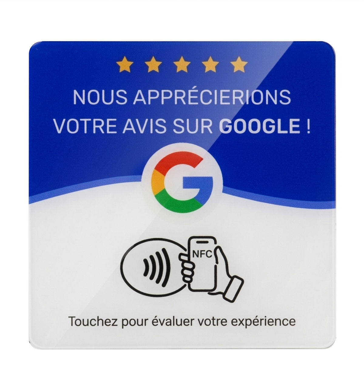 Avis Google – Carte modèle carré bleu